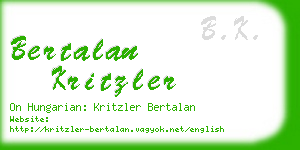 bertalan kritzler business card